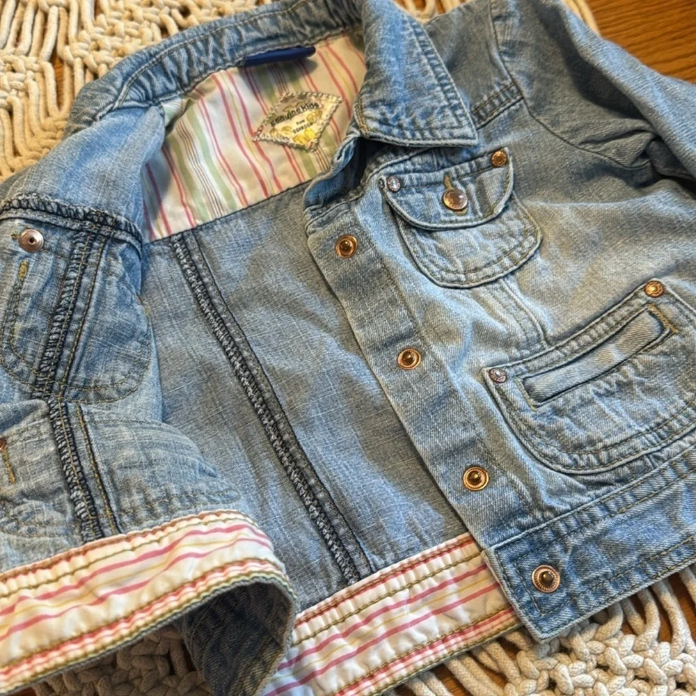 OshKosh B'gosh Genuine Kids denim Jean Jacket with Floral Embroidery size 24 mos